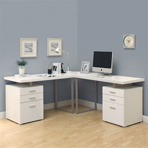 Monarch Specialties Hollow Core Contemporary White L-Shaped Desk in the Desks department at ...