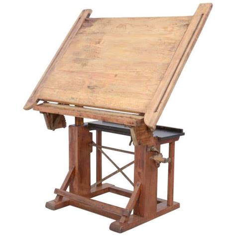 Impressive Industrial Wooden Drafting Table at 1stDibs