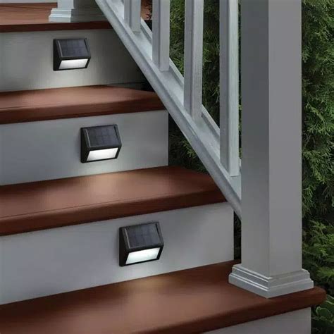 Hampton Bay Solar Black LED Stair Light 10 Lumens (4-Pack) HD41247 | Led stair lights, Stair ...