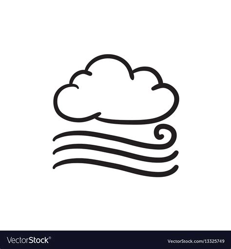 Windy cloud sketch icon Royalty Free Vector Image