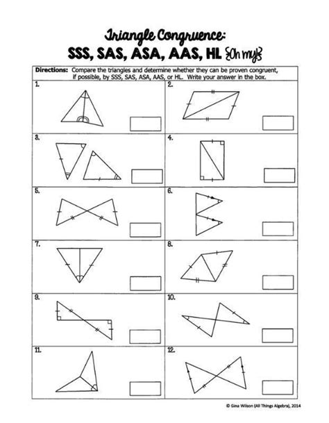 Triangle Congruence Sss And Sas Worksheets Answers