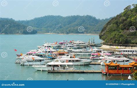 Tourist Boats on Sun Moon Lake Editorial Stock Photo - Image of hill, dock: 63068968