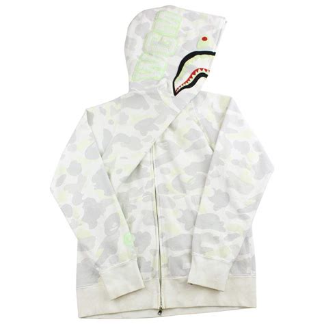 Bape White Camo Glow in the Dark Shark Hoodie | SaruGeneral