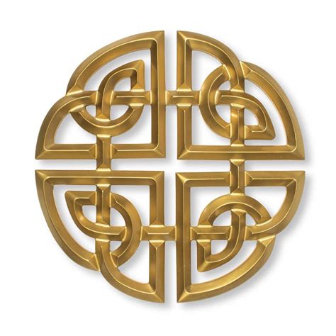 Celtic Shield Knot - Resin Shield Knot wall décor in soft gold finish, a design of an ancient ...