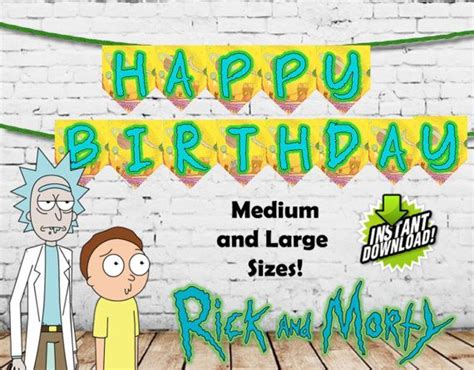 Rick and Morty Happy Birthday Banners Printable Happy Birthday Banner Printable, Happy Birthday ...