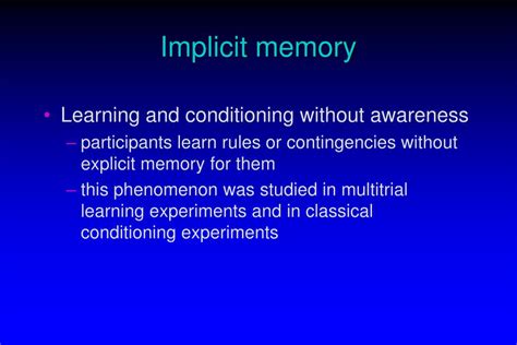 PPT - Implicit memory PowerPoint Presentation, free download - ID:4492367