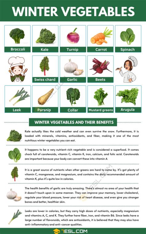 Winter Vegetables Names with Benefits and Pictures • 7ESL