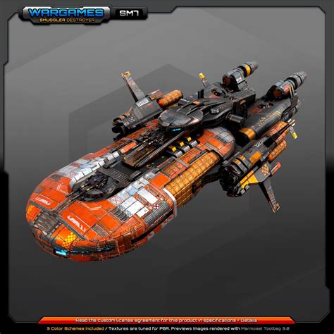 Smuggler Destroyer SM7 3D asset | CGTrader Spaceship 3d Model ...