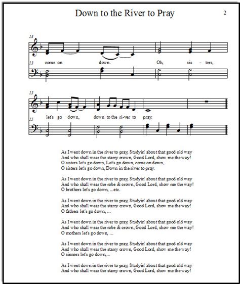 Down to the River to Pray Sheet Music & Lyrics: Free PDF Downloads