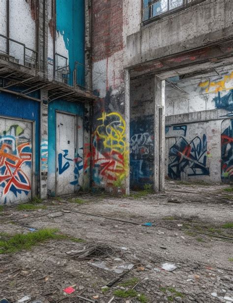 An Abandoned Factory With Graffiti Photo | JPG Free Download - Pikbest