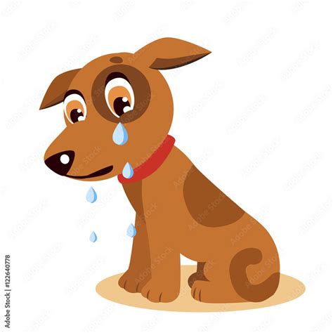 Sad Crying Dog Cartoon Vector Illustration. Dog With Tears. Crying Dog Emoji. Crying Dog Face ...