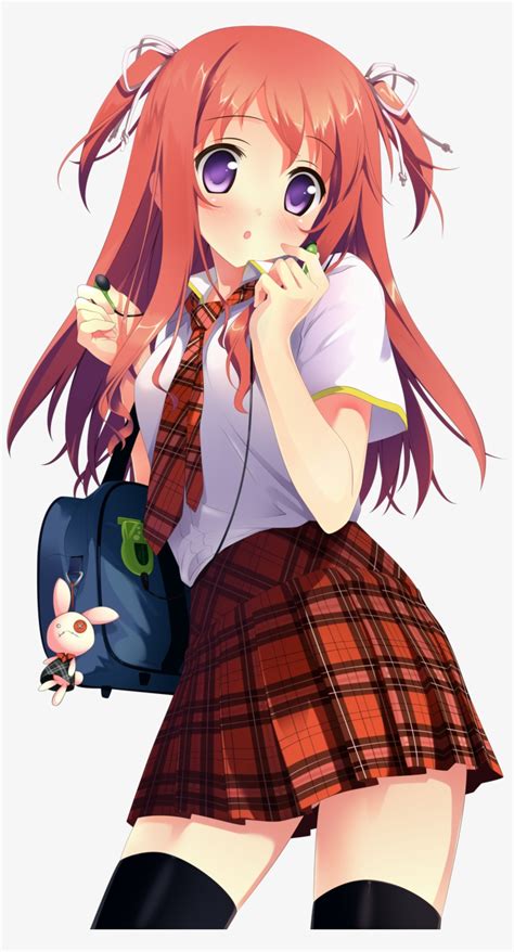 Anime School Girl Red Hair Transparent PNG - 1667x2500 - Free Download on NicePNG