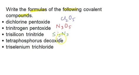 SOLVED: Write the chemical formula for the following covalent compounds Dichlorine heptoxide ...