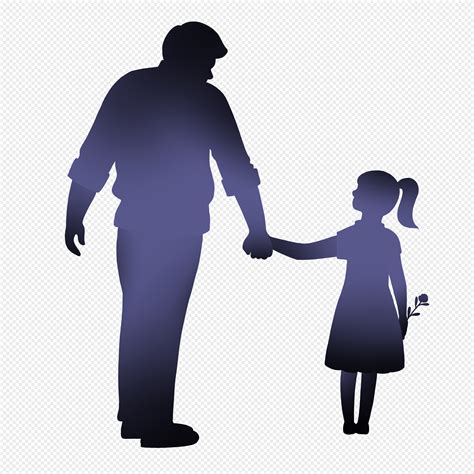 Dad and daughter holding hands gradient silhouette png image_picture ...