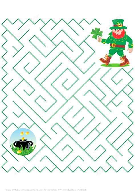 St. Patricks Day Maze Puzzle | Free Printable Puzzle Games