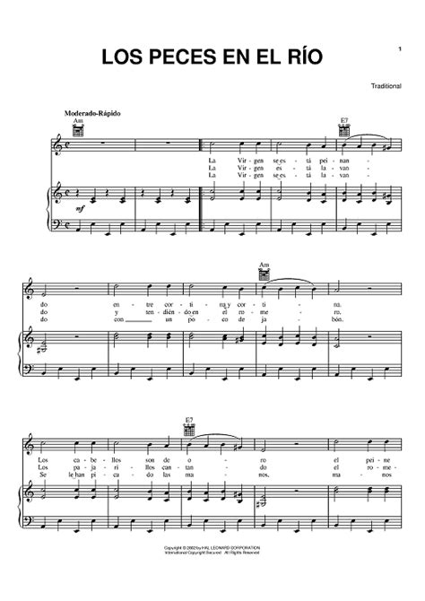 Los Peces En El Río" Sheet Music for Piano/Vocal/Chords - Sheet Music Now