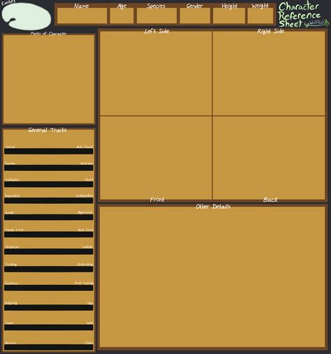 Character Ref. Sheet Blank Template V2 -DOWNLOAD- by WolfKat777 on DeviantArt