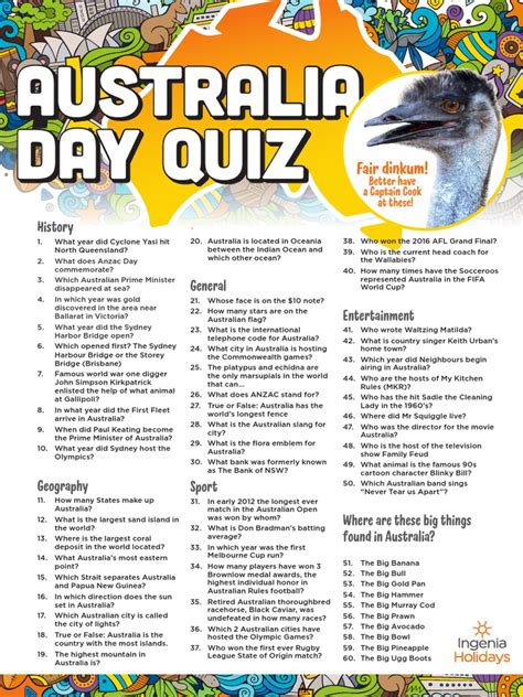 Australia Day Quiz: Fair Dinkum! | PDF | Australia | New South Wales