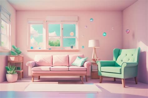 Premium AI Image | Pink Home Living Room Decoration Design Girls Dream Pink Series Sofa Coffee ...