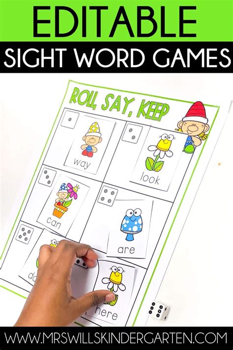 Editable Sight Word Games for Kindergarten