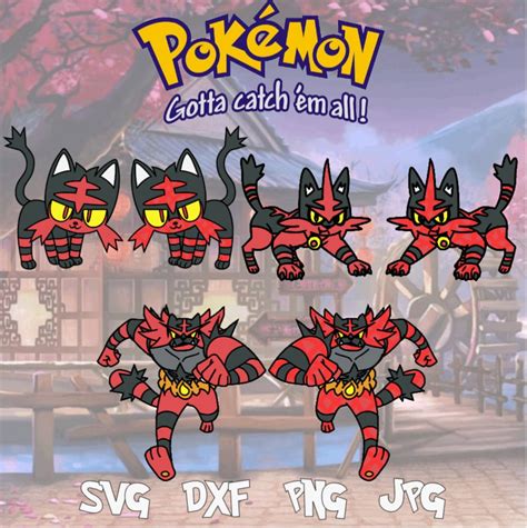 Pokémon TRIO Evolution Litten Torracat Incineroar .svg .dxf - Etsy