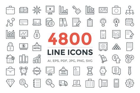 4800 Line Icons Pack | Outline Icons ~ Creative Market