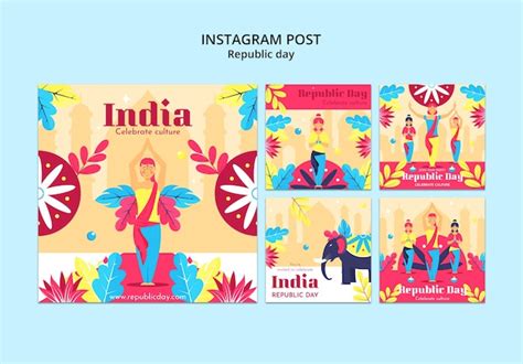 Free PSD | Republic day celebration instagram posts