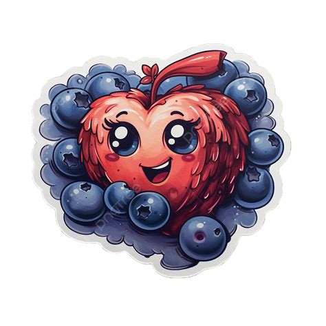 Blueberry Heart Hug Sticker, Blueberry Heart Hug, Fruit, Transparent PNG Transparent Image and ...