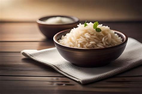 Premium AI Image | rice and rice on a wooden table