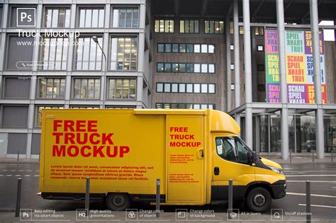 Free Truck Mockup PSD Template - Mockup Den