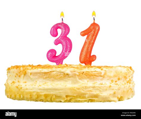 birthday cake with candles number thirty one isolated on white background Stock Photo - Alamy