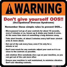 WARNING OOS Occupational Overuse Syndrome Sticker