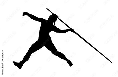 silhouette of javelin thrower Stock Photo | Adobe Stock