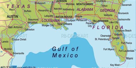 Map of Gulf Coast (Region in United States) | Welt-Atlas.de