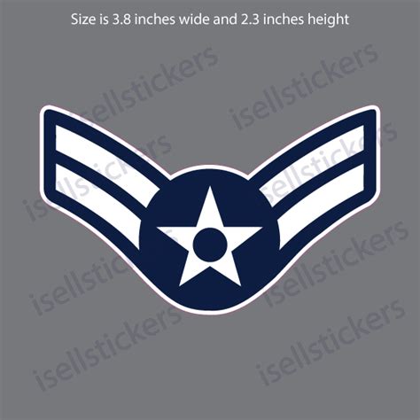 Air Force Airman First Class Enlisted E3 Rank Bumper Sticker Window ...