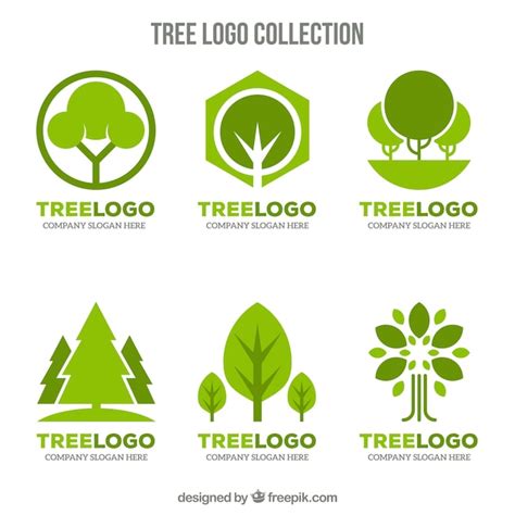 Colección de logos de árbol en estilo plano | Vector Gratis