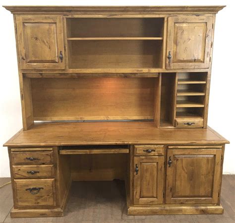 Lot - Rustic Traditional Style Pine Office Desk & Hutch