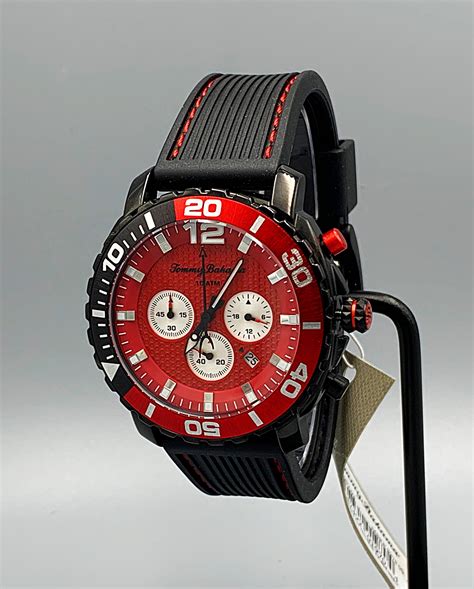 Tommy Bahama Atlantis Chronograph Watch TB00007-04 Mens Silicone Strap Black/Red BRAND NEW!