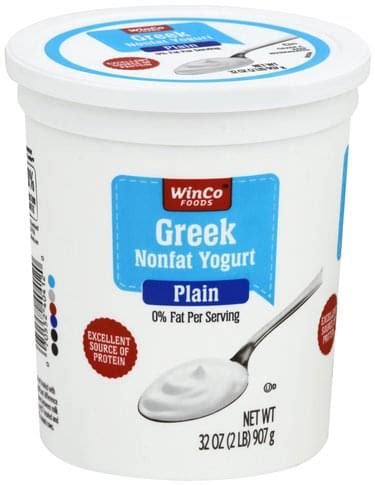 Winco Foods Nonfat, Greek, Plain Yogurt - 32 oz, Nutrition Information | Innit