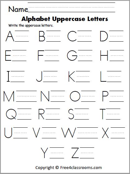 Write Upper And Lowercase Letters Worksheets