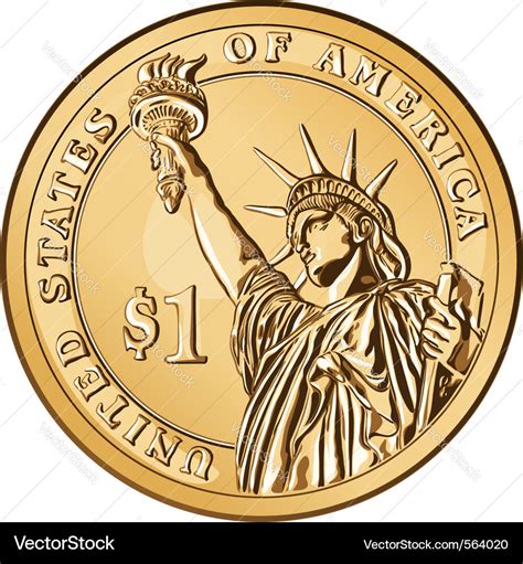 American money one dollar coin Royalty Free Vector Image