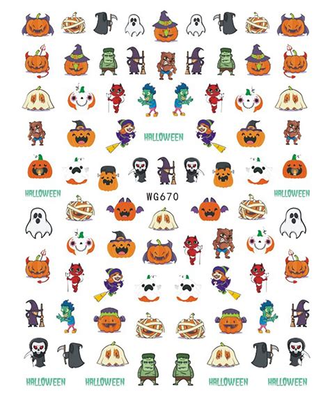 Nail Art Stickers DIY Halloween Cartoon Characters Stickers - Etsy