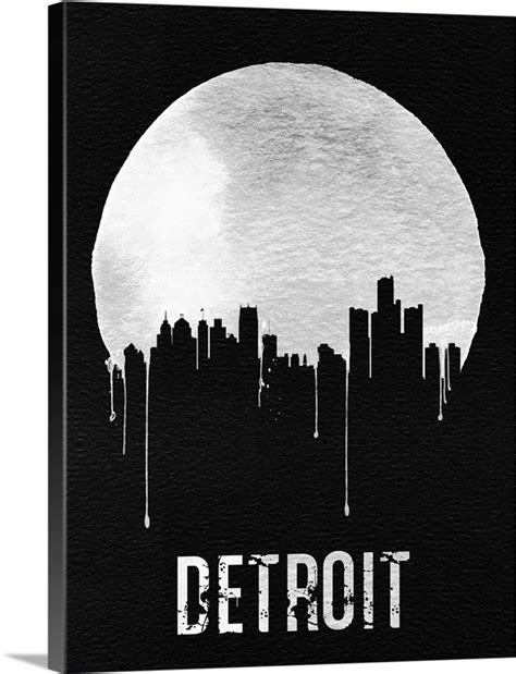 Detroit Skyline Black | Great Big Canvas