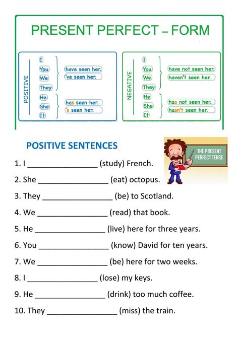 Present perfect simple positive and negative worksheet – Artofit