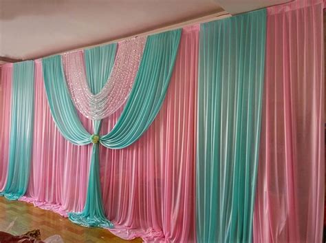 10ft*20ft Hot pink with Tiffany Blue Swag Wedding Backdrop Stage curtain Wedding Decoration-in ...