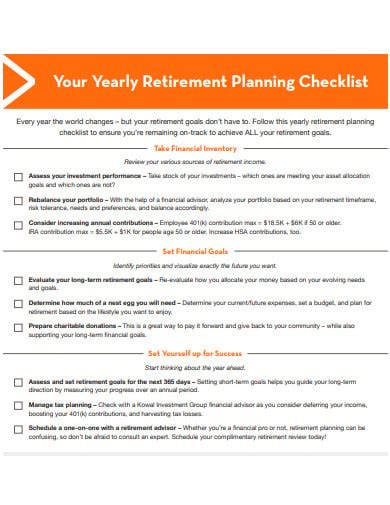 10 Retirement Planning Checklist Templates In Pdf Doc