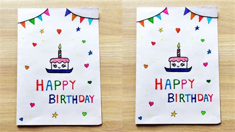 Birthday Card drawing ideas |How to make birthday card|Handmade ...