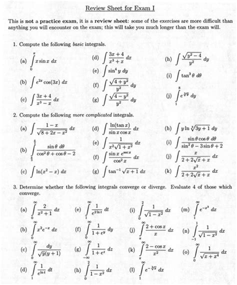 Calculus Equations Sheet