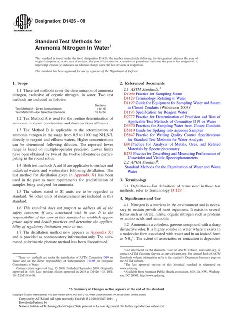 Ammonia Nitrogen in Water PDF | PDF | Ph | Ammonia