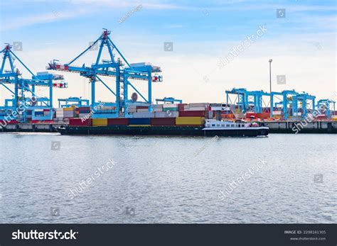 Cargo Barge Loaded Containers Sailing Past Stock Photo 2208161305 | Shutterstock